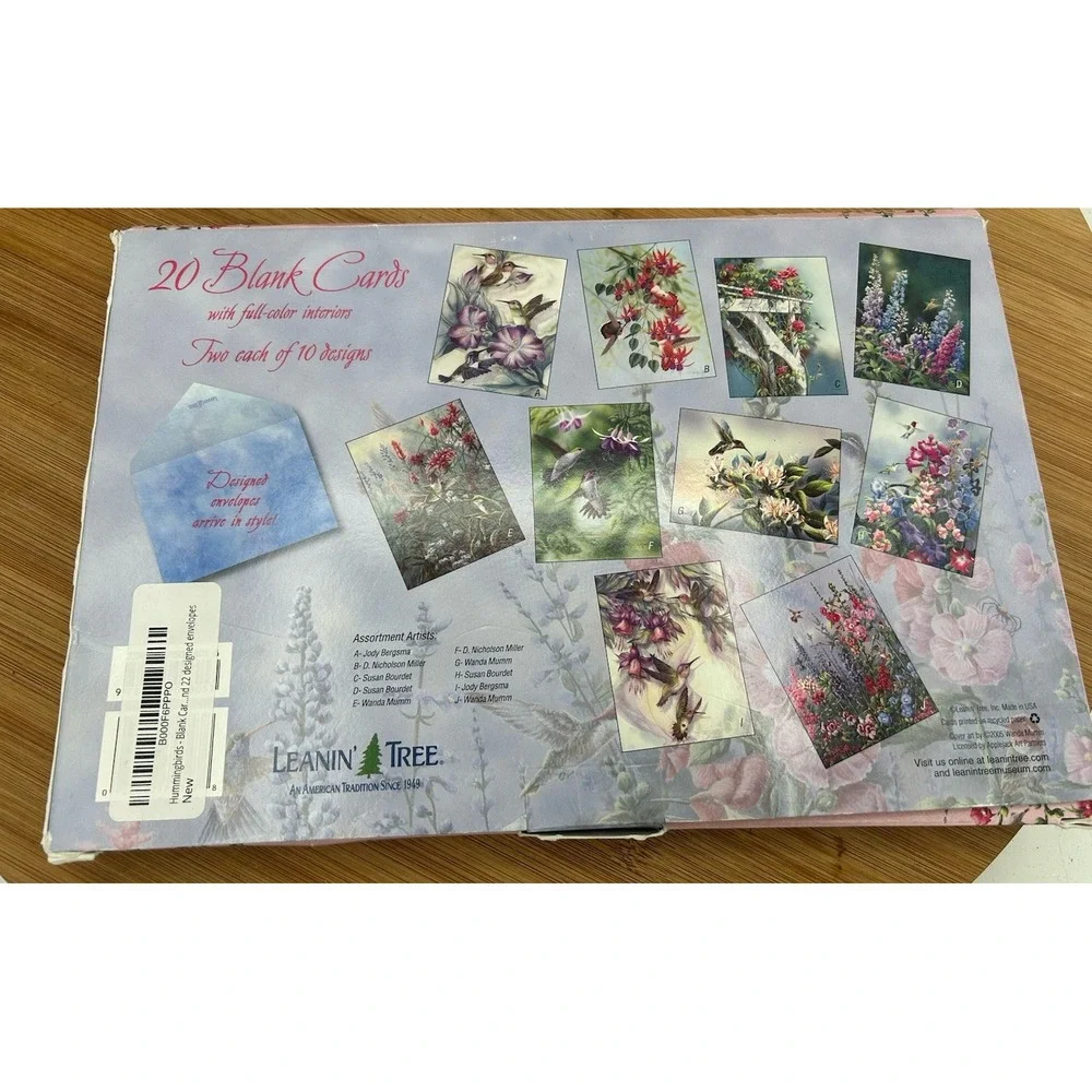 LEANIN TREE Hummingbirds CARD ASSORTMENT #90633~10 Designs 2 Each~Blank Inside~‎